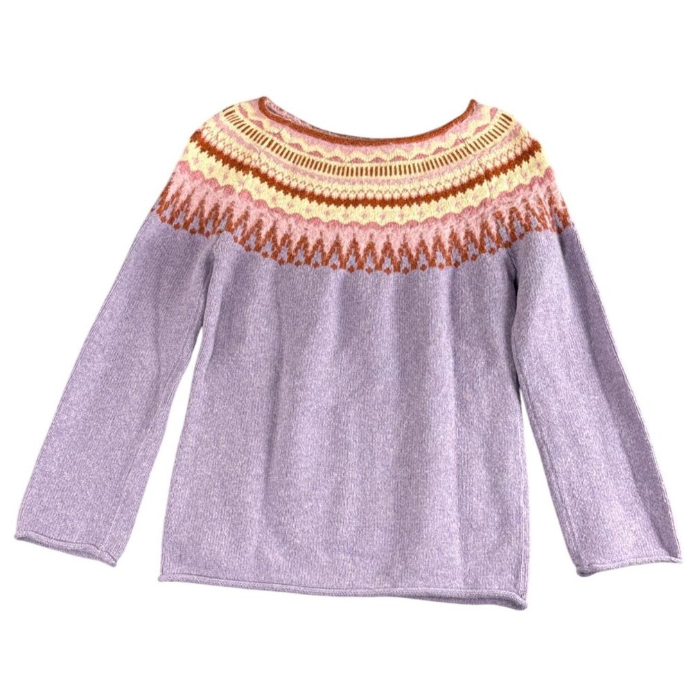 Sundance Piper Fair Isle Sweater S Purple Cotton Wool Nordic Knit Ski Lodge